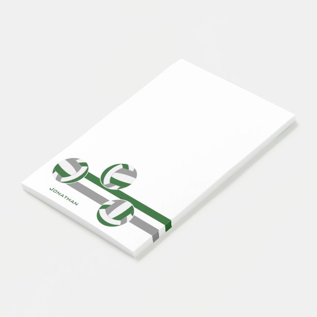 green gray volleyballs stripes player name post-it notes (Angled)