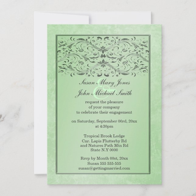 Green gray wedding anniversary engagement invitation (Front)
