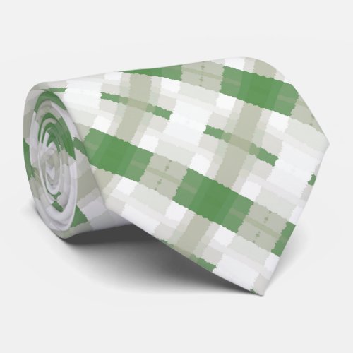 Green Gray White Abstract Pattern Neck Tie