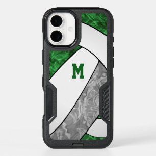 green gray white team colors girls volleyball iPhone 16 plus case