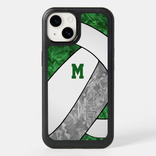 green gray white team colors girls volleyball OtterBox iPhone 14 case
