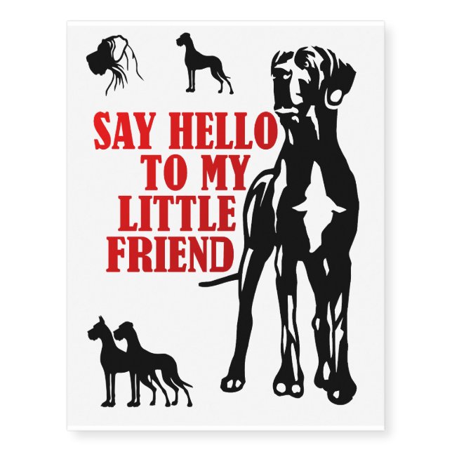 Green Great Dane temporary tattoo (Front)