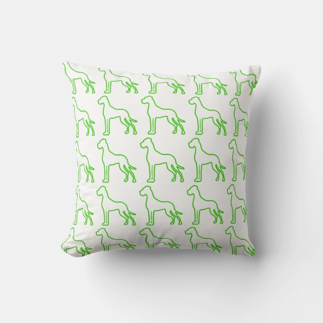 Green Great Dane Throw Pillow (Front)