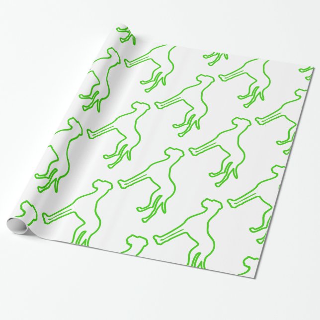 Green Great Dane Wrapping Paper (Unrolled)