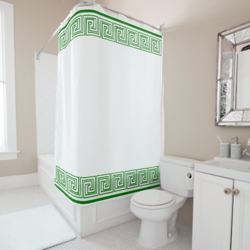 Green Grecian Frieze Design Shower Curtain