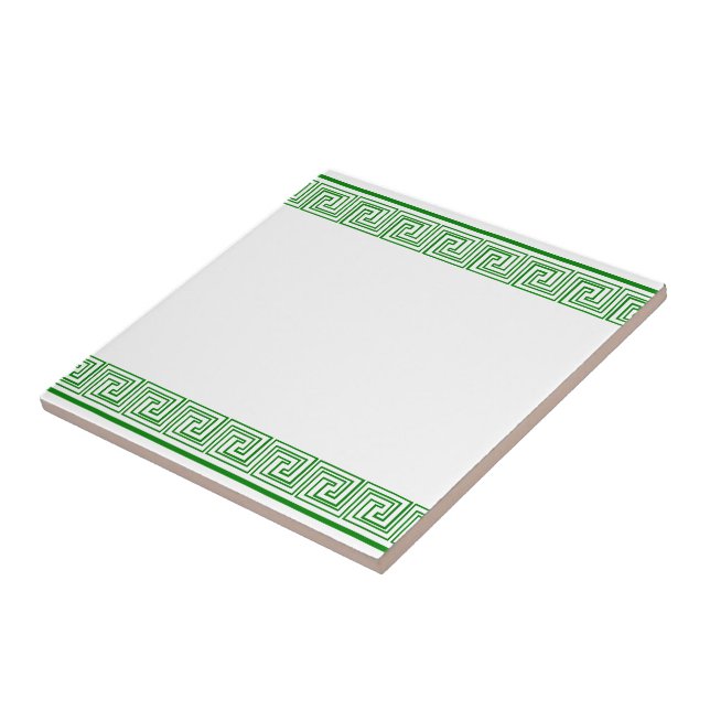 Green Grecian Frieze Pattern Ceramic Tile (Side)