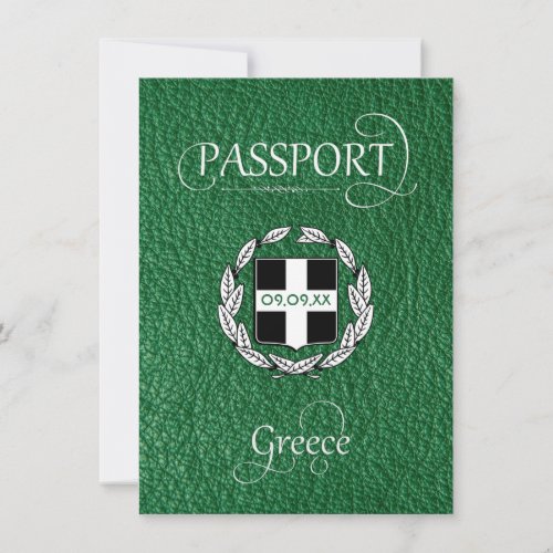 Green Greece Passport Save the Date Card