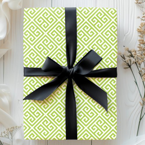 Green Greek Key Maze Wrapping Paper