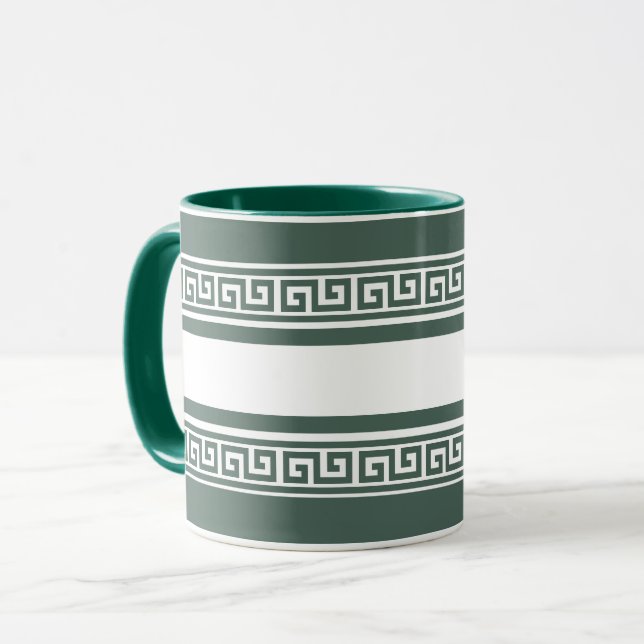 Green Greek Key Mug (Front Left)