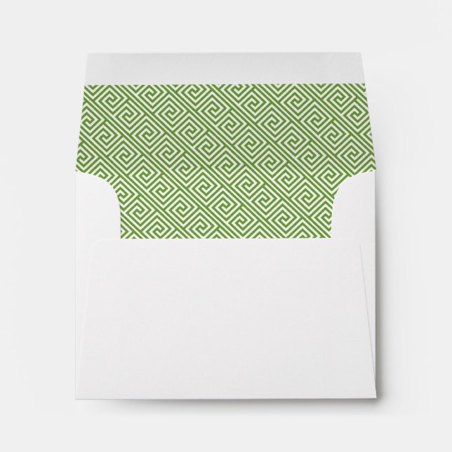 Green Greek Key Pattern Lined Envelope (Back (Bottom))