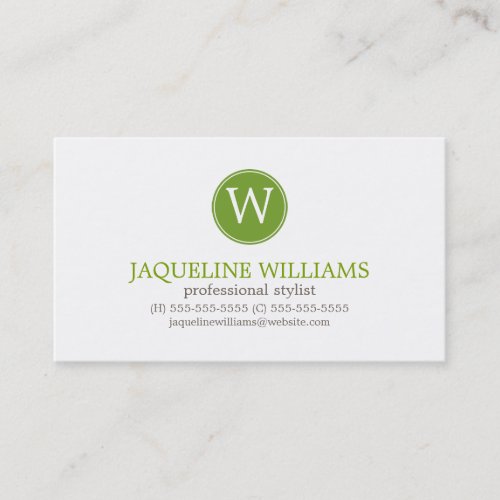 Green Greek Key Pattern Monogram Business Card Templates