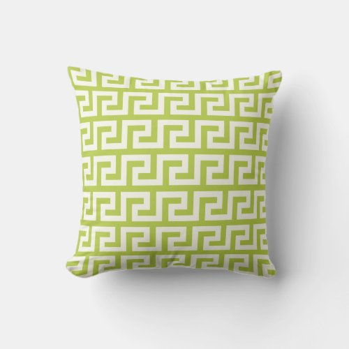 Green Greek Key Throw Pillow