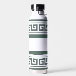 Green Greek Key Water Bottle