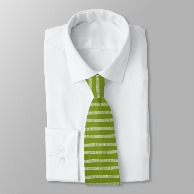Green Greek Pattern tie (Tied)