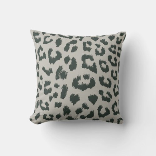 Green Greige Leopard Reversible Print Pillow