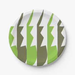 Green Grey Abstract Modern Party Paper Plates
