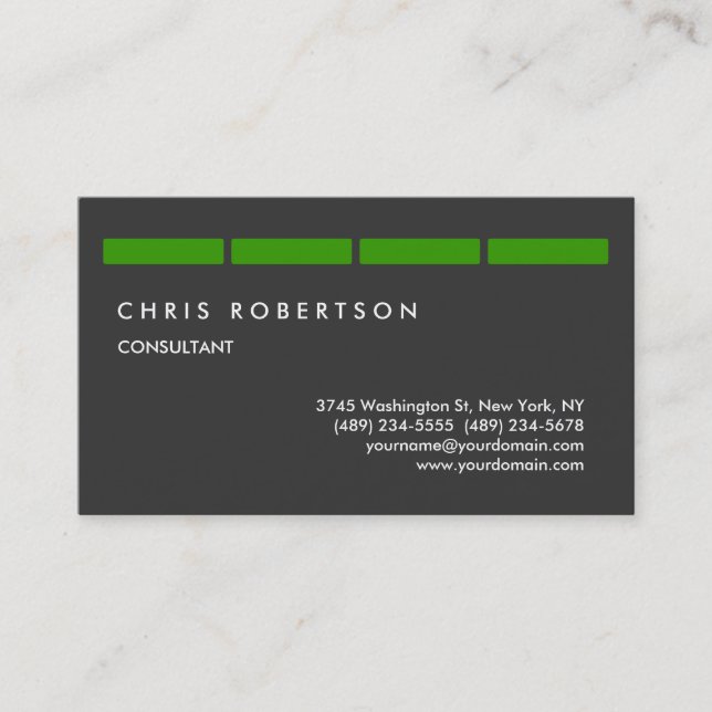 Green Grey Attractive Charming Business Card (Front)