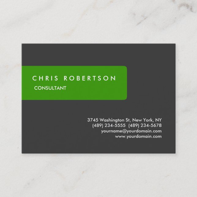 Green Grey Attractive Charming Business Card (Front)