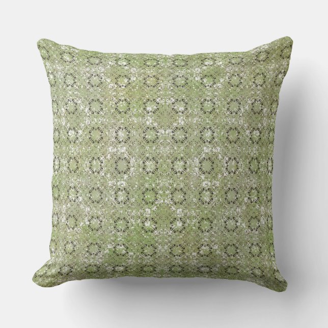 Green, Grey, Bronze Vintage Pattern Throw Pillow (Front)