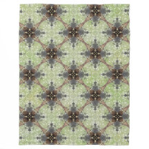 Green, Grey, Bronze, White Vintage Flower Pattern