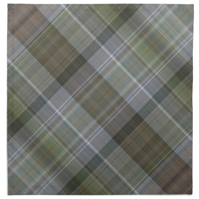 Green grey brown plaid pattern napkin (Front)