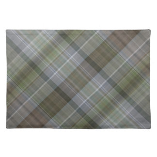 Green grey brown plaid pattern placemat