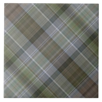 Green Grey Brown Plaid Pattern Tile by Rainbow_Pixels at Zazzle
