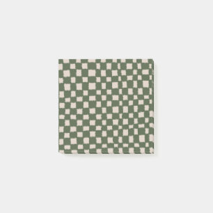Green Grey Checkered Checkerboard Pattern Post-it Notes