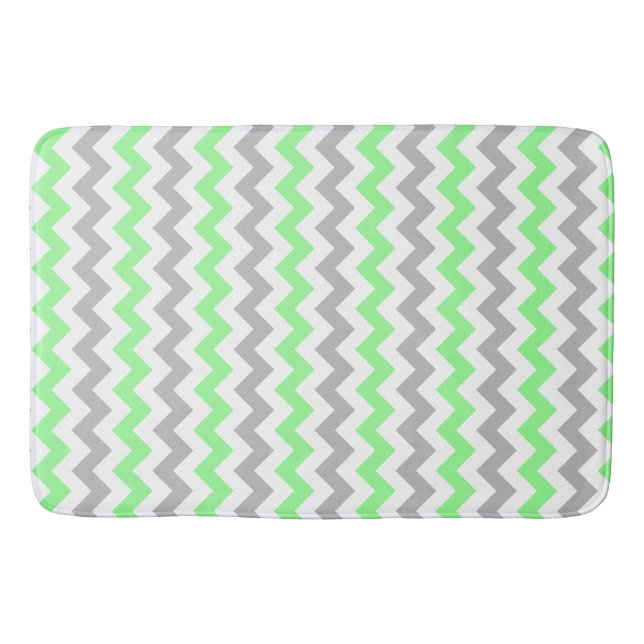Green & Grey Chevron Bath Mat (Front)