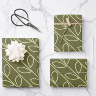 Green Grey Color Floral Leaf Pattern