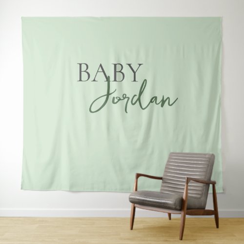 Green Grey Custom last name Baby Shower  Tapestry