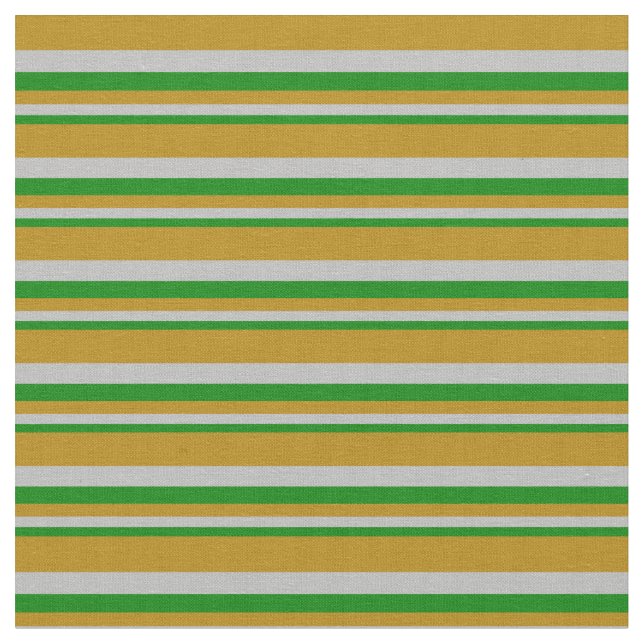 Green, Grey & Dark Goldenrod Pattern Fabric (Close Up)