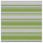 [ Thumbnail: Green & Grey Lined Pattern Fabric ]