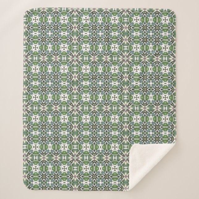 Green & Grey Modern Celtic Pattern Sherpa Blanket (Front)