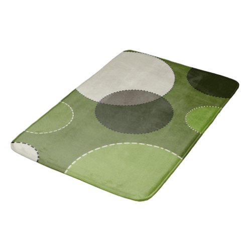 Green Grey Polka Dot Abstract  Bath Mat