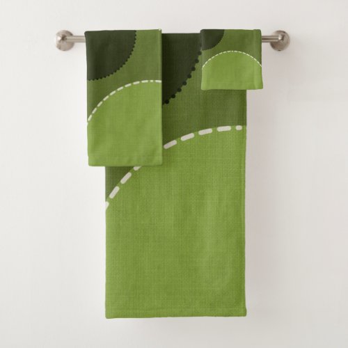 Green Grey Polka Dot Abstract  Bath Towel Set