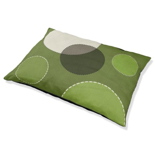 Green Grey Polka Dot Abstract  Pet Bed