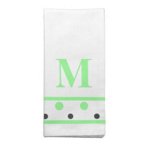 Green Grey Polka Dots Monogram Cloth Napkin