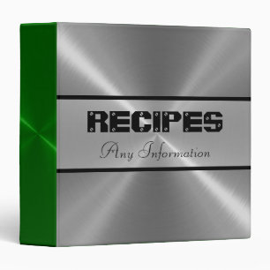 Green Grey Shiny Stainless Steel Metal 3 Ring Binder