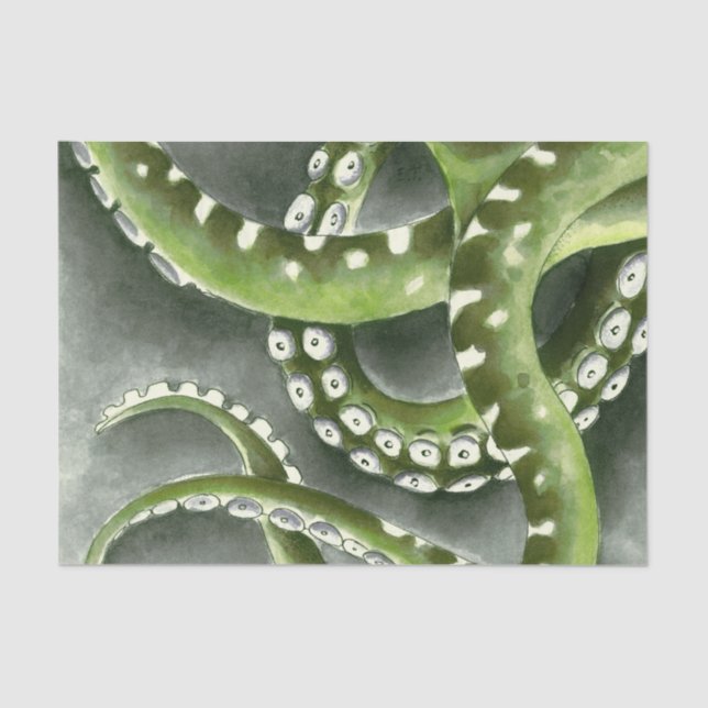 Green Grey Tentacles Tissue Paper (Front)