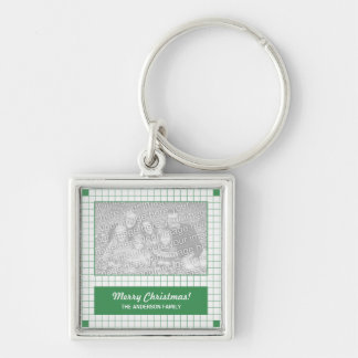 Green Grid Photo Keychain