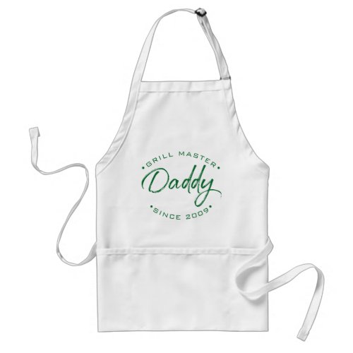 Green Grill Master Daddy Since Personalized Year Adult Apron