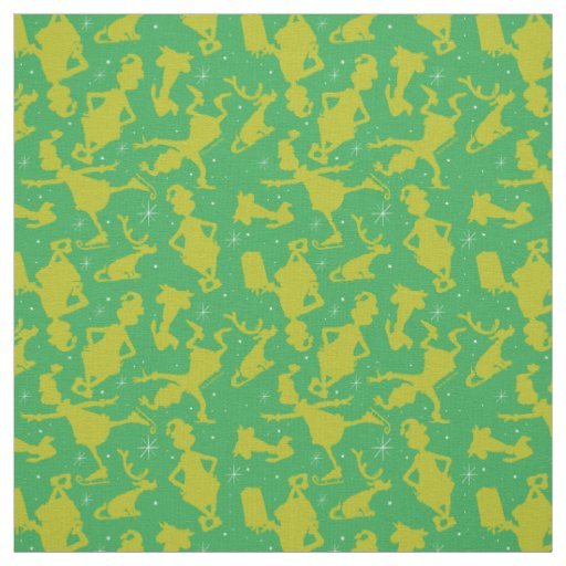 Green Grinch Ice Skating Pattern Fabric