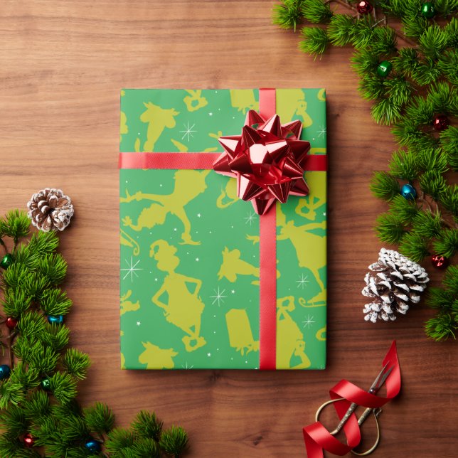 Green Grinch Ice Skating Pattern Wrapping Paper (Holiday Gift)