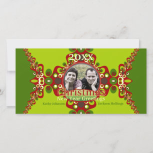 Green Groovy Christmas Holiday Photocard template