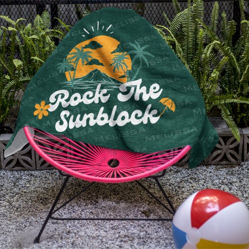 Green Groovy Retro Rock The Sunblock Summer Beach Beach Towel