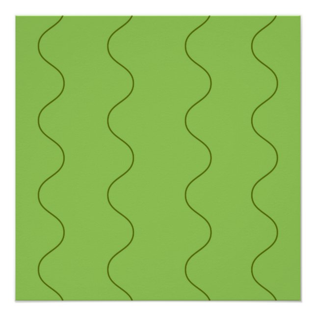Green Groovy Wavy Line Abstract Modern Minimalist  Poster (Front)