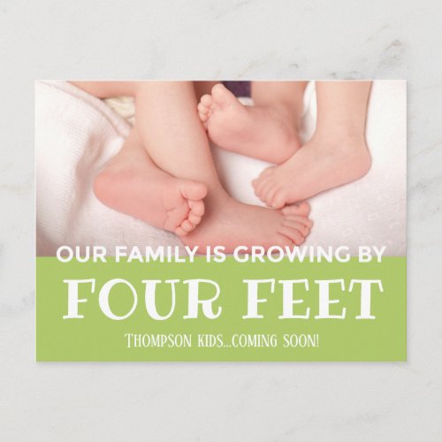 Green Growing by 4 Feet Modern Adoption New Baby Announcement Postcard