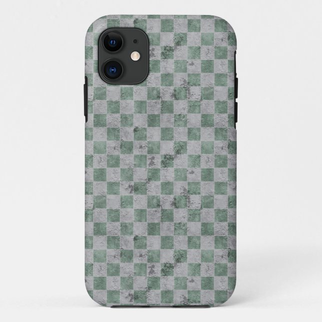 Green Grunge Checkerboard Case-Mate iPhone Case (Back)