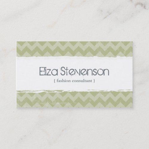 Green Grunge Chevron Consultant Business Card